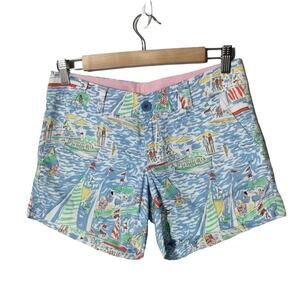 Lilly Pulitzer Sz 0 Callahan Short Get Nauti Sailboat Print Blue Beach Nautical
